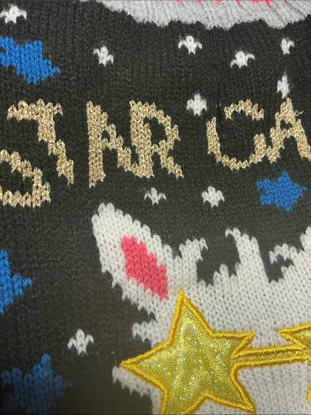 Star Gazer Llama Dog Sweater with Yellow Star Glasses